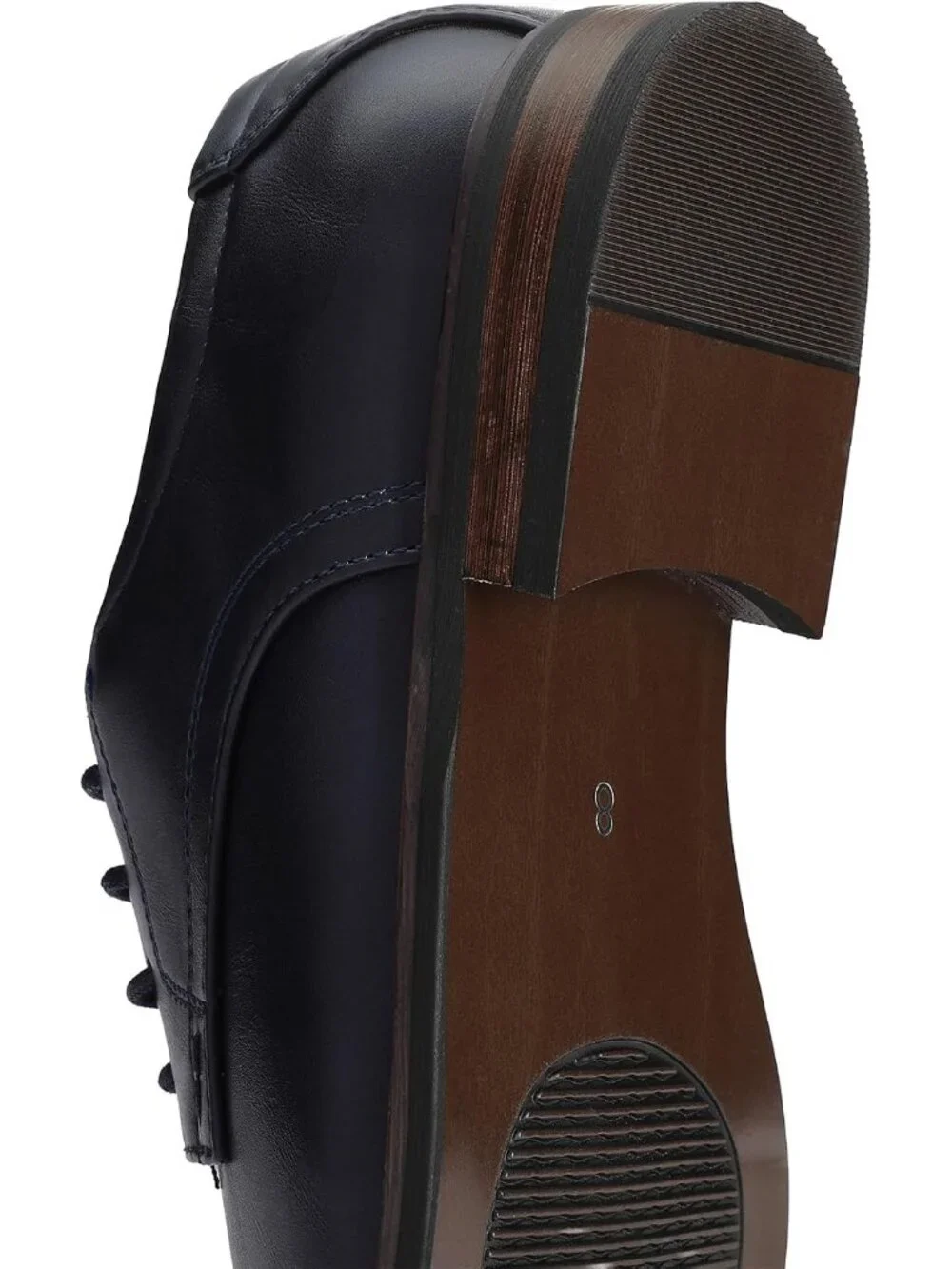 Men's Navy Wingtip Anti-Slip Durable Sole Business Oxford Derby Dress Shoes